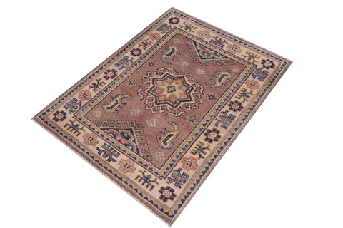 handmade Geometric Kazak Lt. Brown Beige Hand-made RECTANGLE 100% WOOL area rug 2'X3'