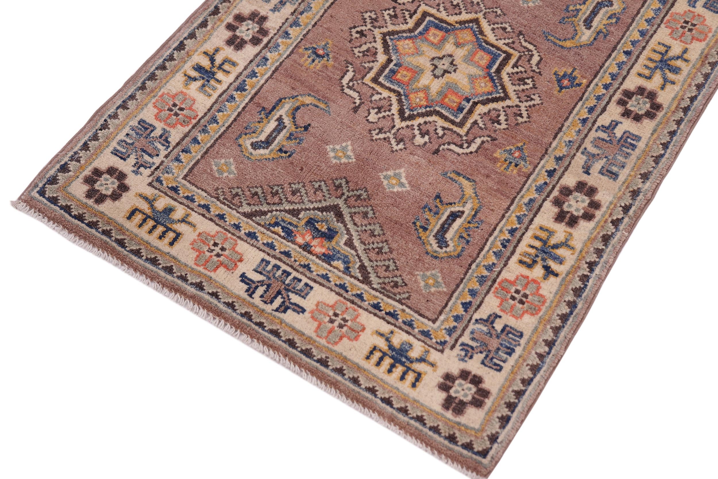 handmade Geometric Kazak Lt. Brown Beige Hand-made RECTANGLE 100% WOOL area rug 2'X3'