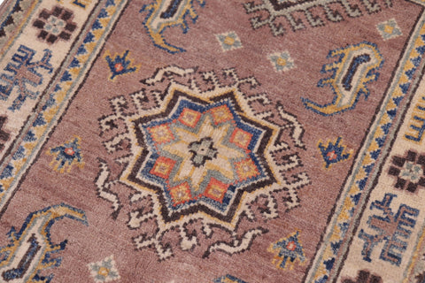 handmade Geometric Kazak Lt. Brown Beige Hand-made RECTANGLE 100% WOOL area rug 2'X3'