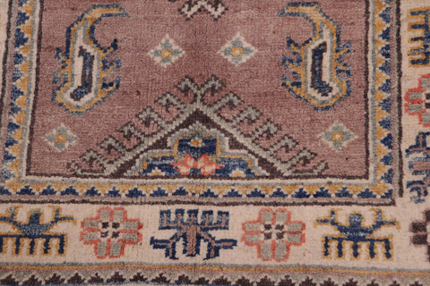 handmade Geometric Kazak Lt. Brown Beige Hand-made RECTANGLE 100% WOOL area rug 2'X3'