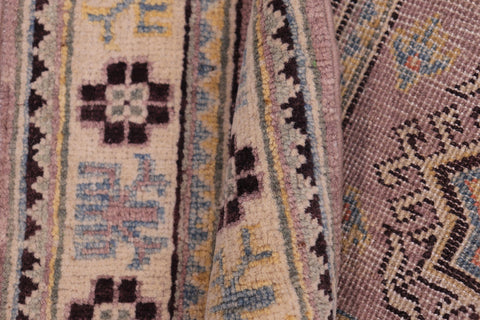 handmade Geometric Kazak Gray Beige Hand-made RUNNER 100% WOOL area rug 3x8