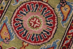 handmade Geometric Kazak Lt. Green Beige Hand-made RECTANGLE 100% WOOL area rug 2'X3'