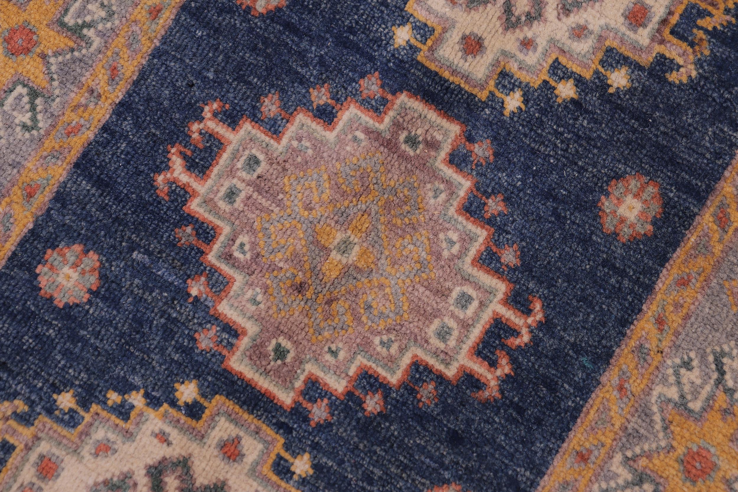 handmade Geometric Kazak Blue Gray Hand-made RECTANGLE 100% WOOL area rug 2'X3'