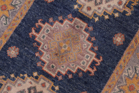handmade Geometric Kazak Blue Gray Hand-made RECTANGLE 100% WOOL area rug 2'X3'
