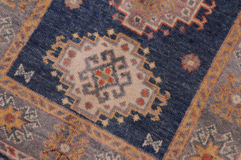 handmade Geometric Kazak Blue Gray Hand-made RECTANGLE 100% WOOL area rug 2'X3'