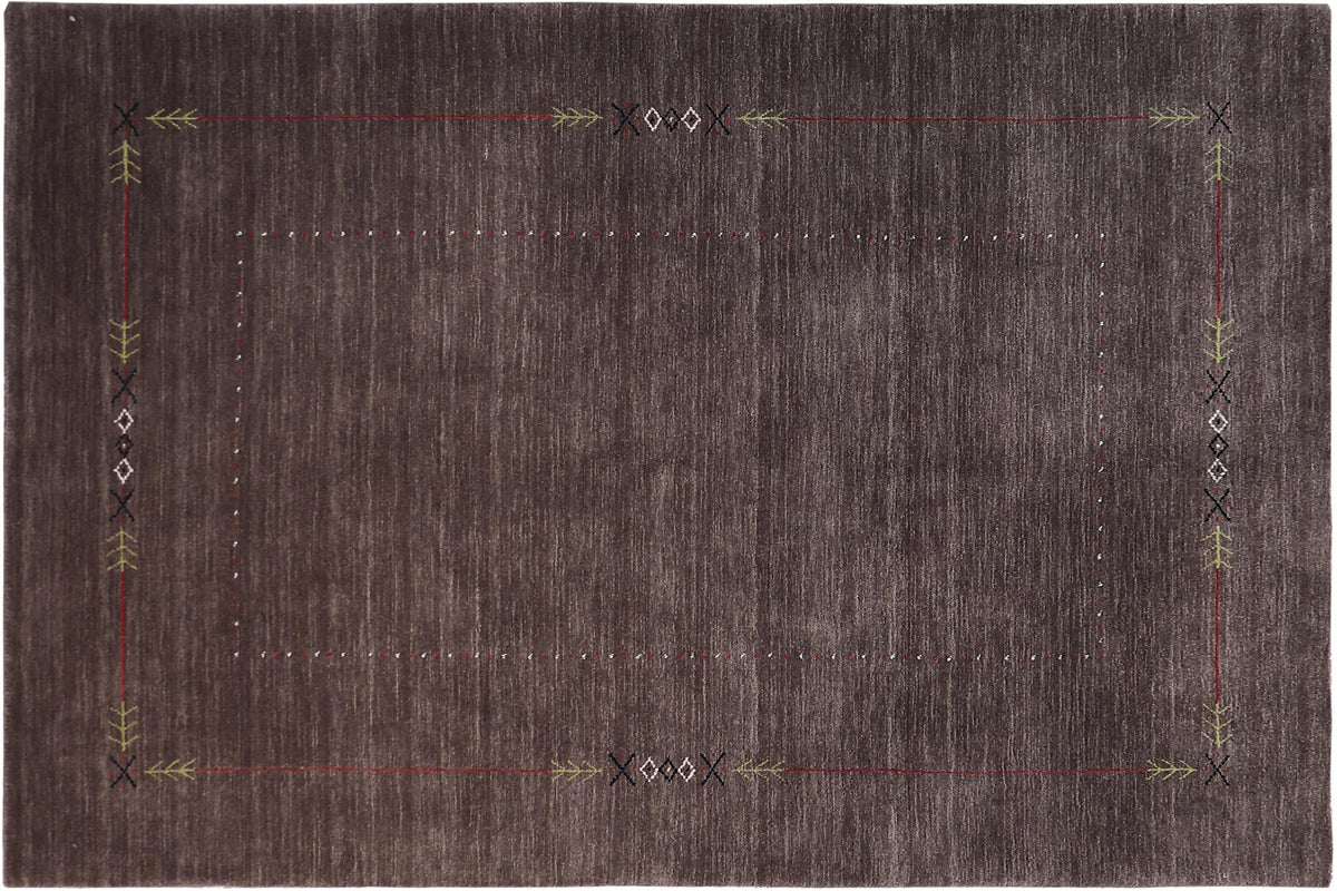 handmade Modern Gabbeh Gray Gray Hand-made RECTANGLE 100% WOOL area rug 5x8