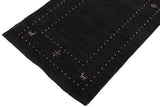 handmade Modern Gabbeh Black Black Hand-made RUNNER 100% WOOL area rug 3x12