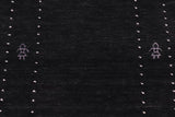 handmade Modern Gabbeh Black Black Hand-made RUNNER 100% WOOL area rug 3x12