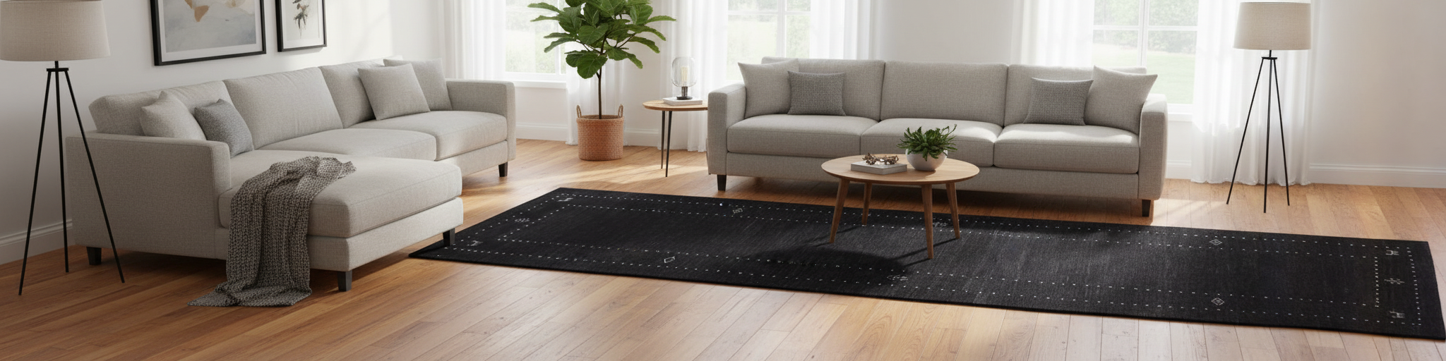 Eclectic Gabbeh Ariella Black Wool Runner - 2'7'' x 11'10''