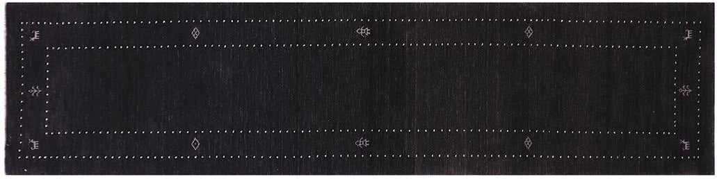 handmade Modern Gabbeh Black Black Hand-made RUNNER 100% WOOL area rug 3x12