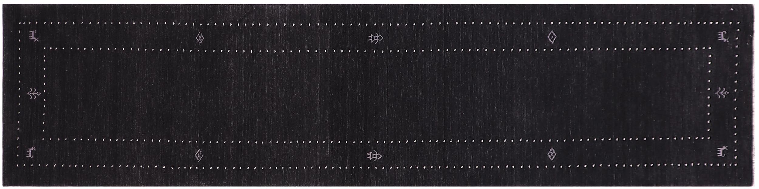 handmade Modern Gabbeh Black Black Hand-made RUNNER 100% WOOL area rug 3x12