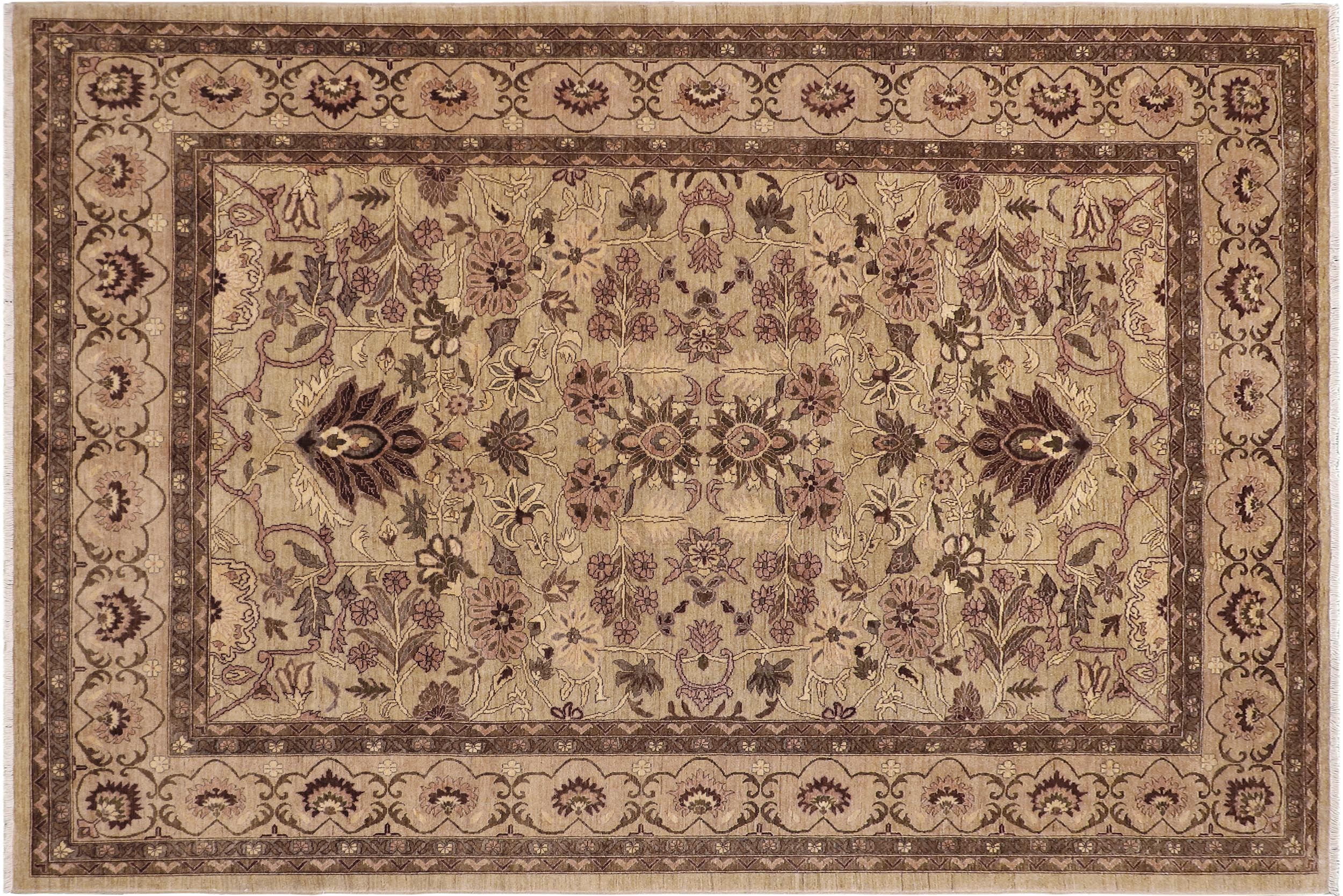 handmade Traditional Kafkaz Taupe Tan Hand Knotted RECTANGLE 100% WOOL area rug 9x12