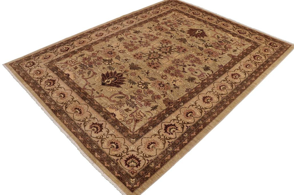 handmade Traditional Kafkaz Taupe Tan Hand Knotted RECTANGLE 100% WOOL area rug 9 x 12