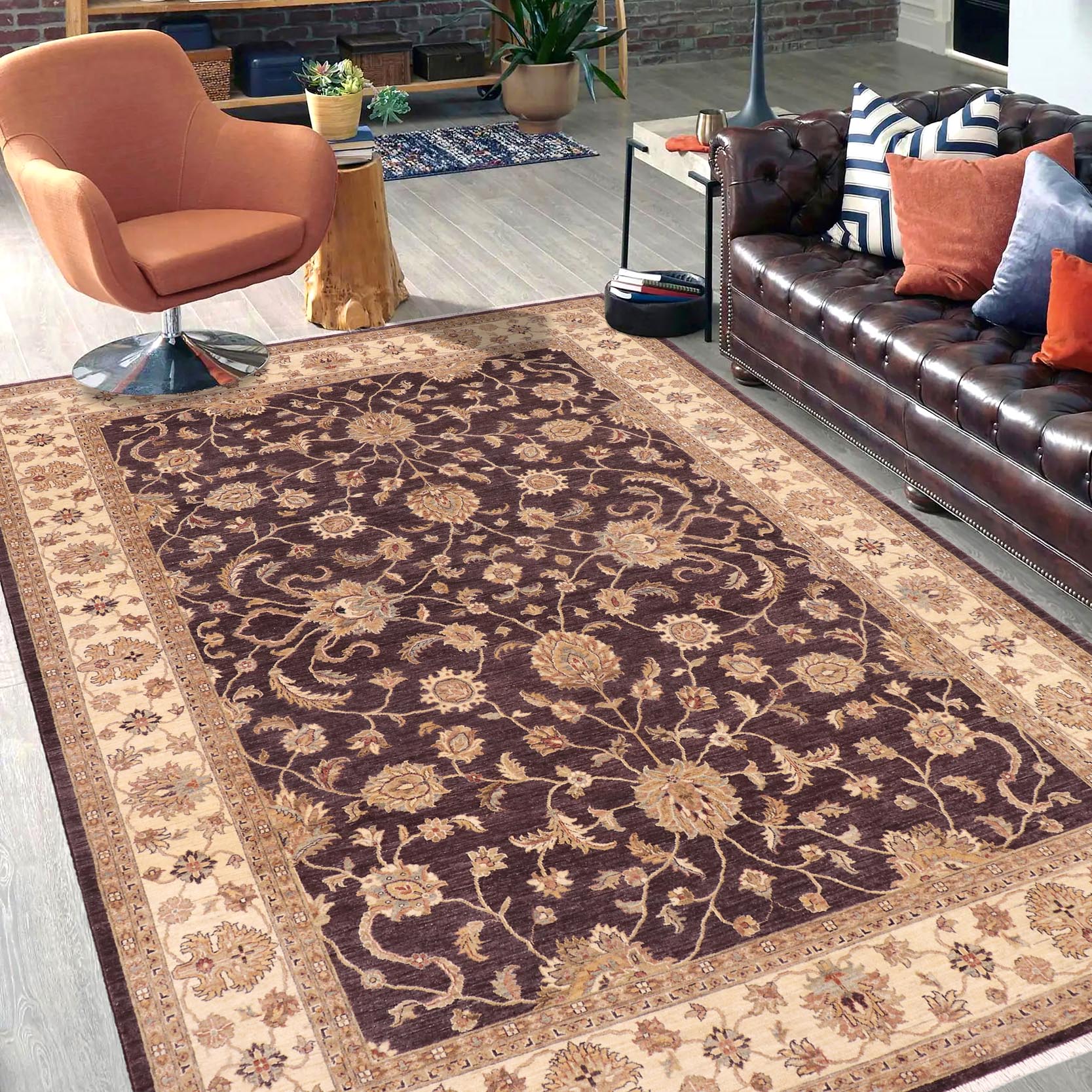 handmade Traditional Kafkaz Purple Beige Hand Knotted RECTANGLE 100% WOOL area rug 9x12
