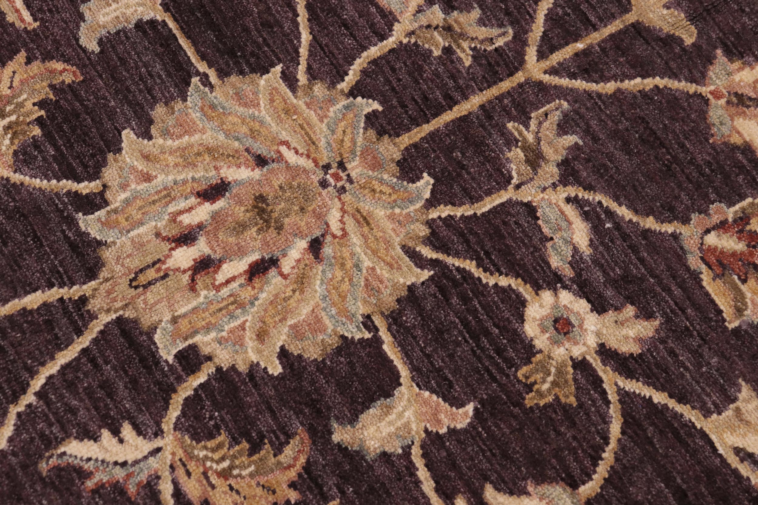 handmade Traditional Kafkaz Purple Beige Hand Knotted RECTANGLE 100% WOOL area rug 9x12