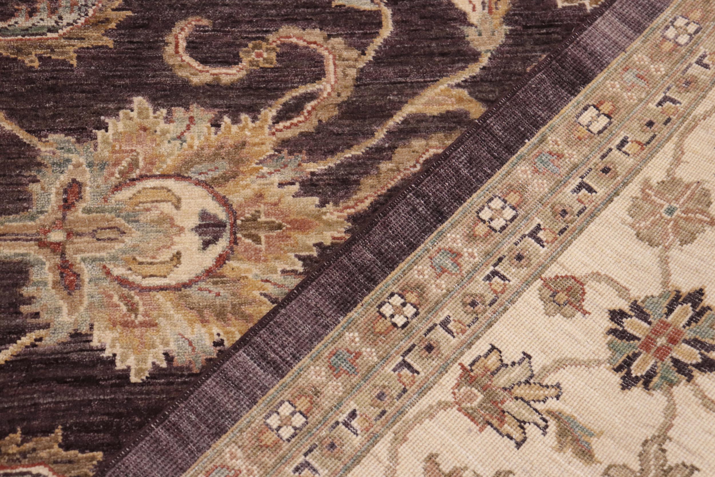 handmade Traditional Kafkaz Purple Beige Hand Knotted RECTANGLE 100% WOOL area rug 9x12