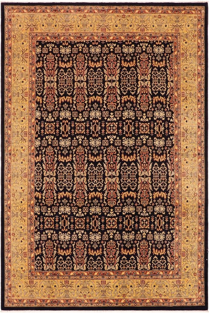 handmade Transitional Kafkaz Blue Gold Hand Knotted RECTANGLE 100% WOOL area rug 9 x 12