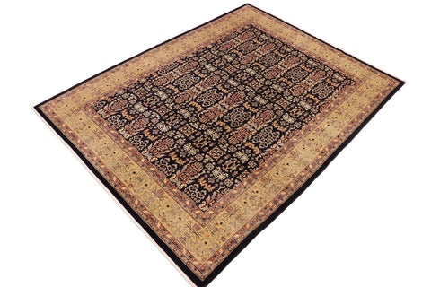 handmade Transitional Kafkaz Blue Gold Hand Knotted RECTANGLE 100% WOOL area rug 9' x 12'