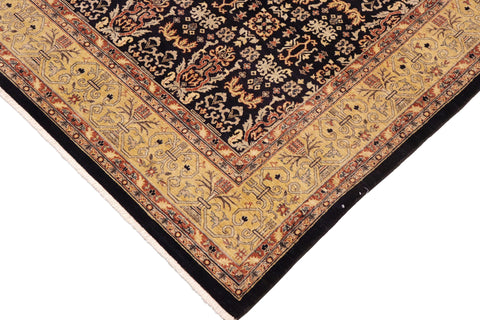 handmade Transitional Kafkaz Blue Gold Hand Knotted RECTANGLE 100% WOOL area rug 9' x 12'