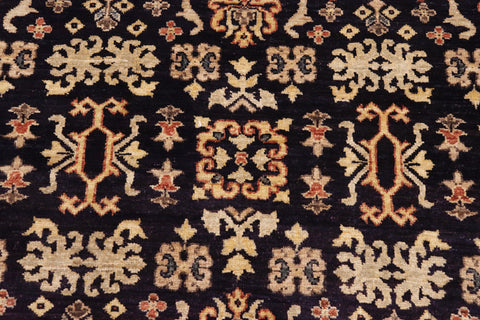 handmade Transitional Kafkaz Blue Gold Hand Knotted RECTANGLE 100% WOOL area rug 9' x 12'
