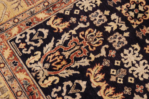 handmade Transitional Kafkaz Blue Gold Hand Knotted RECTANGLE 100% WOOL area rug 9' x 12'