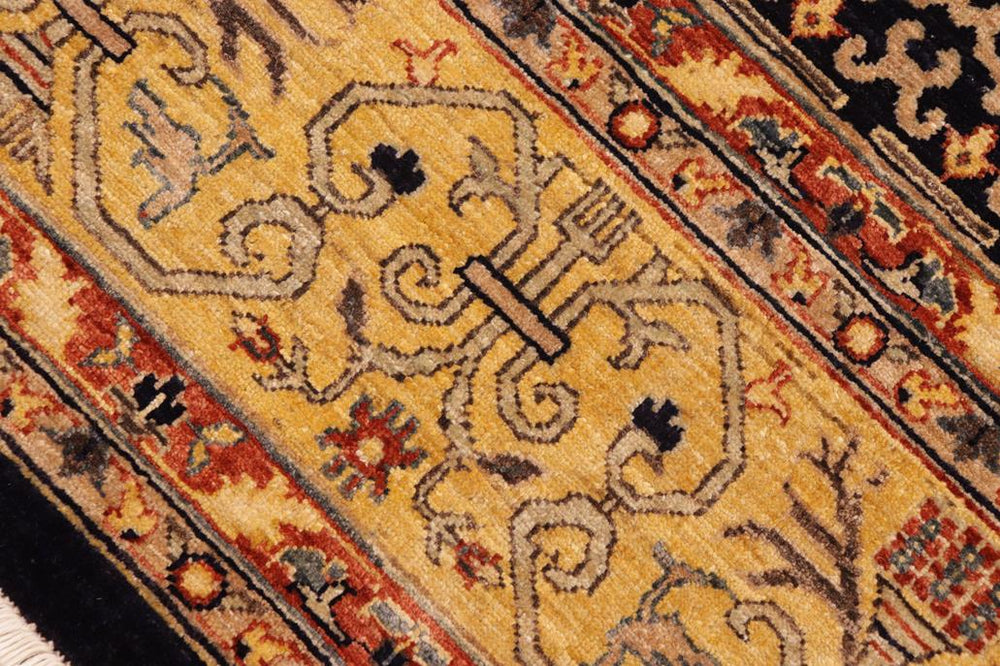 handmade Transitional Kafkaz Blue Gold Hand Knotted RECTANGLE 100% WOOL area rug 9 x 12