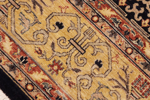 handmade Transitional Kafkaz Blue Gold Hand Knotted RECTANGLE 100% WOOL area rug 9' x 12'