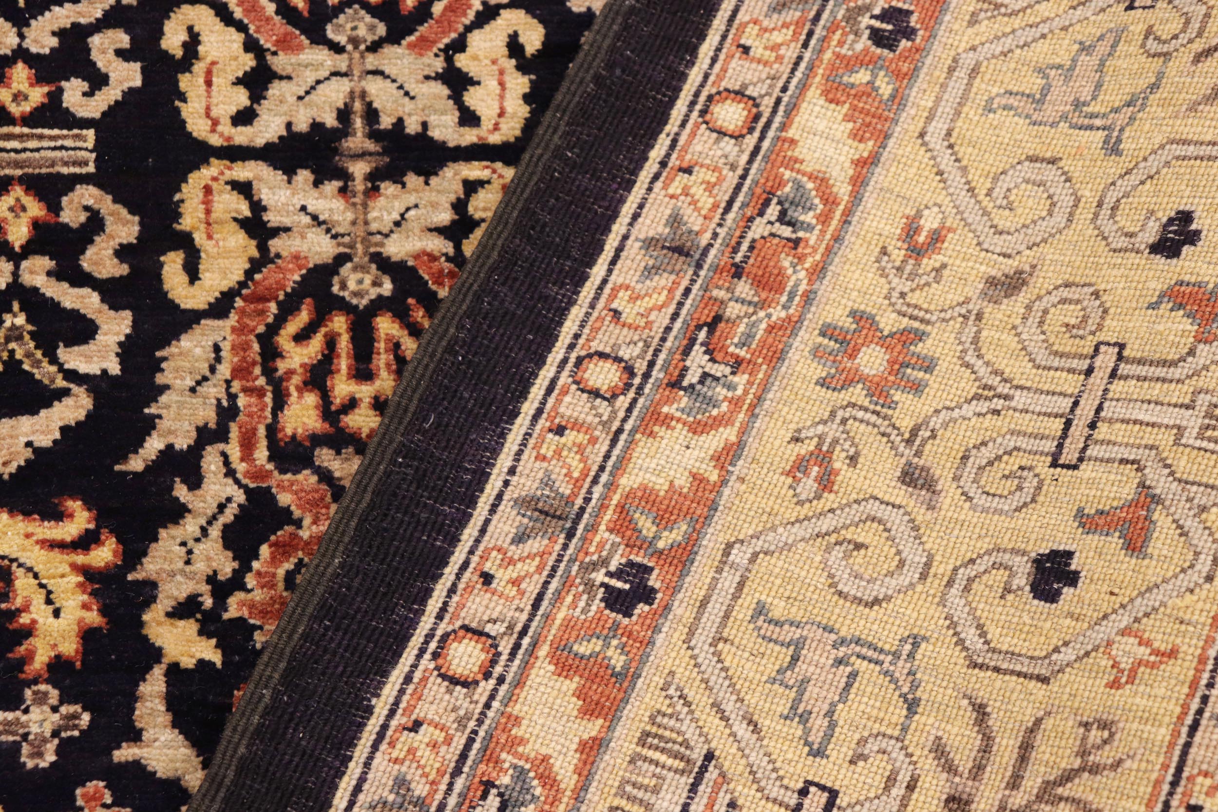 handmade Transitional Kafkaz Blue Gold Hand Knotted RECTANGLE 100% WOOL area rug 9' x 12'