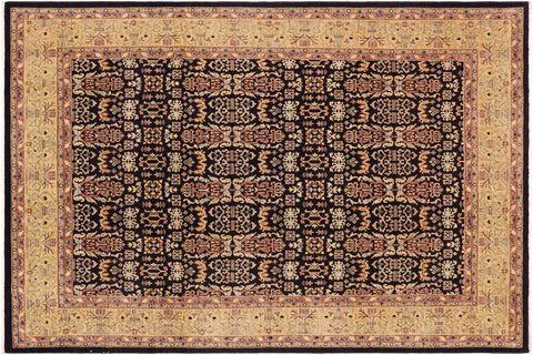 handmade Transitional Kafkaz Blue Gold Hand Knotted RECTANGLE 100% WOOL area rug 9' x 12'