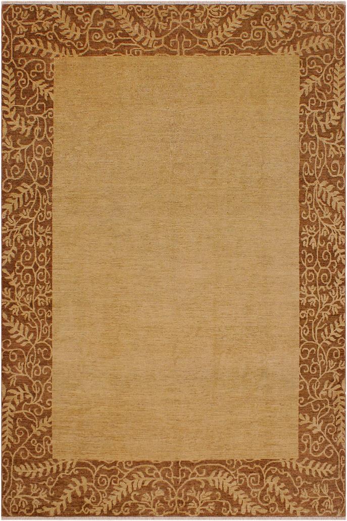 handmade Modern Kafkaz Tan Brown Hand Knotted RECTANGLE 100% WOOL area rug 9X12
