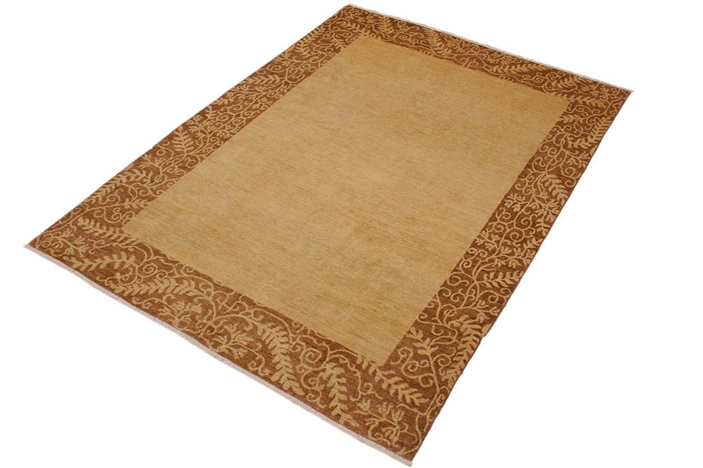 handmade Modern Kafkaz Tan Brown Hand Knotted RECTANGLE 100% WOOL area rug 9X12