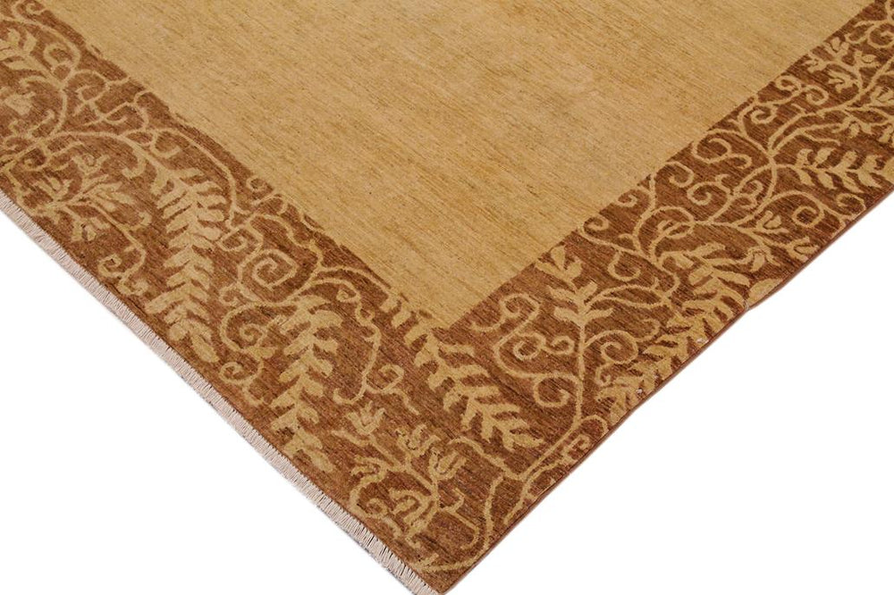 handmade Modern Kafkaz Tan Brown Hand Knotted RECTANGLE 100% WOOL area rug 9X12