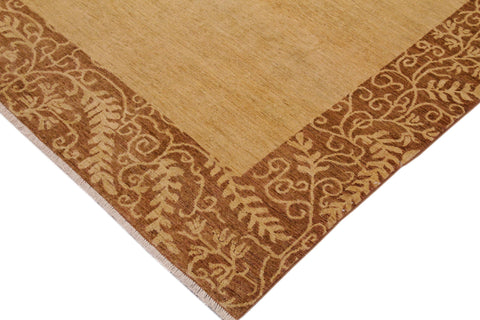 handmade Modern Kafkaz Tan Brown Hand Knotted RECTANGLE 100% WOOL area rug 9' x 12'