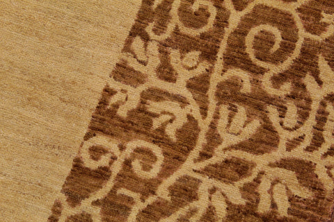 handmade Modern Kafkaz Tan Brown Hand Knotted RECTANGLE 100% WOOL area rug 9' x 12'