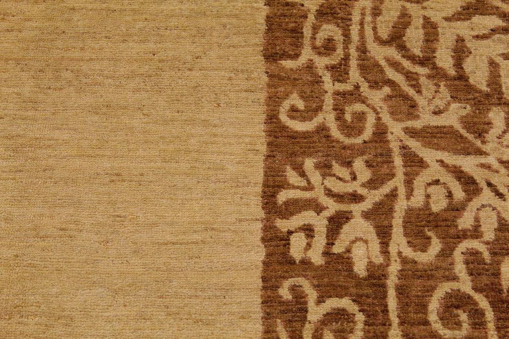 handmade Modern Kafkaz Tan Brown Hand Knotted RECTANGLE 100% WOOL area rug 9X12