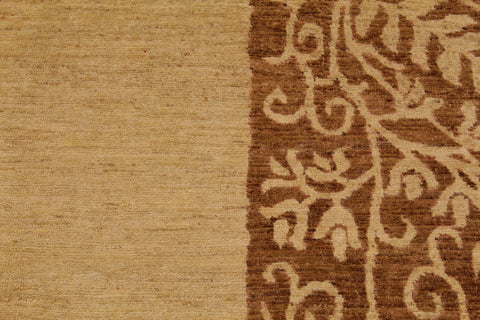handmade Modern Kafkaz Tan Brown Hand Knotted RECTANGLE 100% WOOL area rug 9' x 12'
