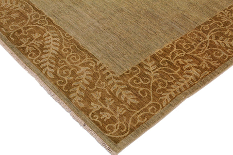 handmade Modern Kafkaz Lt. Green Brown Hand Knotted RECTANGLE 100% WOOL area rug 9' x 12'