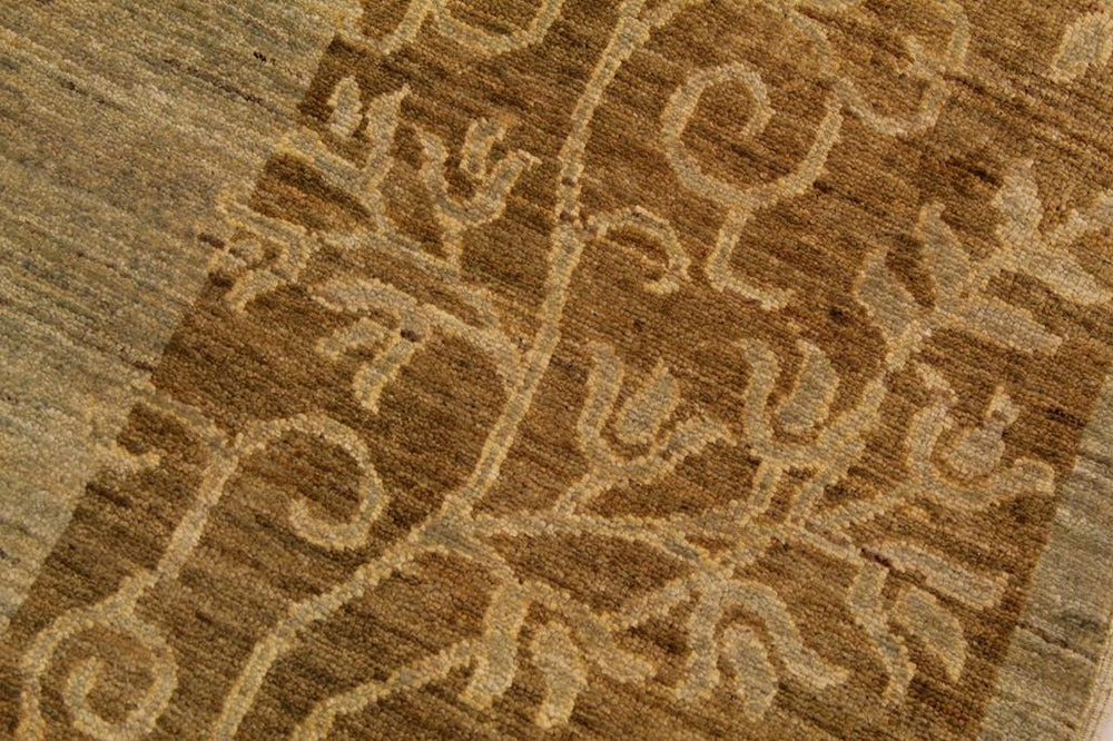 handmade Modern Kafkaz Lt. Green Brown Hand Knotted RECTANGLE 100% WOOL area rug 9X12