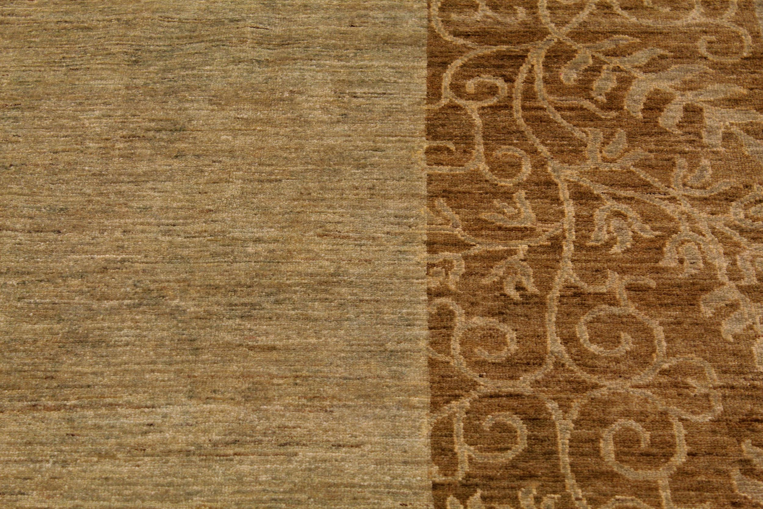 handmade Modern Kafkaz Lt. Green Brown Hand Knotted RECTANGLE 100% WOOL area rug 9' x 12'