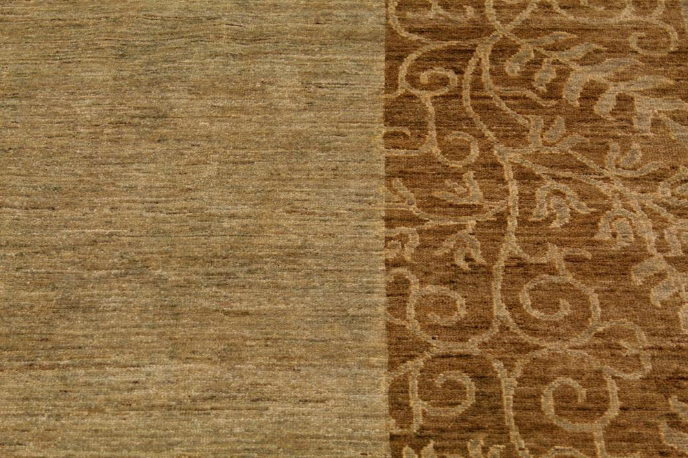 handmade Modern Kafkaz Lt. Green Brown Hand Knotted RECTANGLE 100% WOOL area rug 9X12