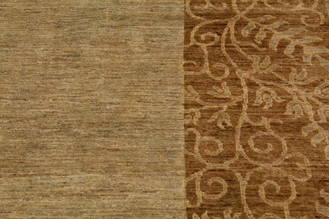 handmade Modern Kafkaz Lt. Green Brown Hand Knotted RECTANGLE 100% WOOL area rug 9' x 12'