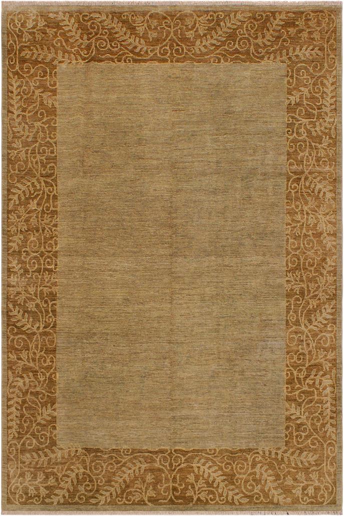 handmade Modern Kafkaz Lt. Green Brown Hand Knotted RECTANGLE 100% WOOL area rug 9X12