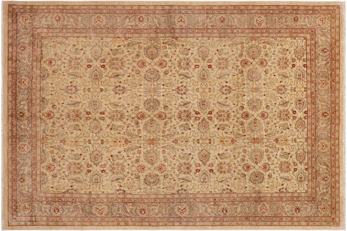 handmade Transitional Kafkaz Tan Brown Hand Knotted RECTANGLE 100% WOOL area rug 9' x 12'
