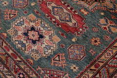 handmade Geometric Super Kazak Green Red Hand Knotted RECTANGLE 100% WOOL area rug 4x6