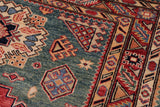 handmade Geometric Super Kazak Green Red Hand Knotted RECTANGLE 100% WOOL area rug 4x6