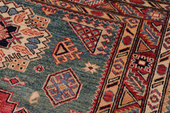 handmade Geometric Super Kazak Green Red Hand Knotted RECTANGLE 100% WOOL area rug 4x6