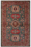 handmade Geometric Super Kazak Green Red Hand Knotted RECTANGLE 100% WOOL area rug 4x6