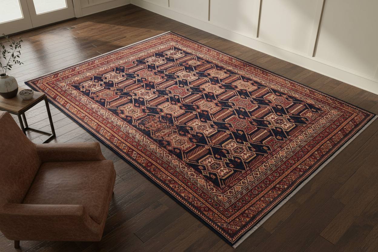 handmade Geometric Super Kazak Blue Multi Hand Knotted RECTANGLE 100% WOOL area rug 5' x 8'