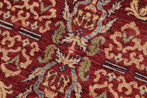 handmade Transitional Kafkaz Red Lt. Green Hand Knotted RECTANGLE 100% WOOL area rug 9' x 12'