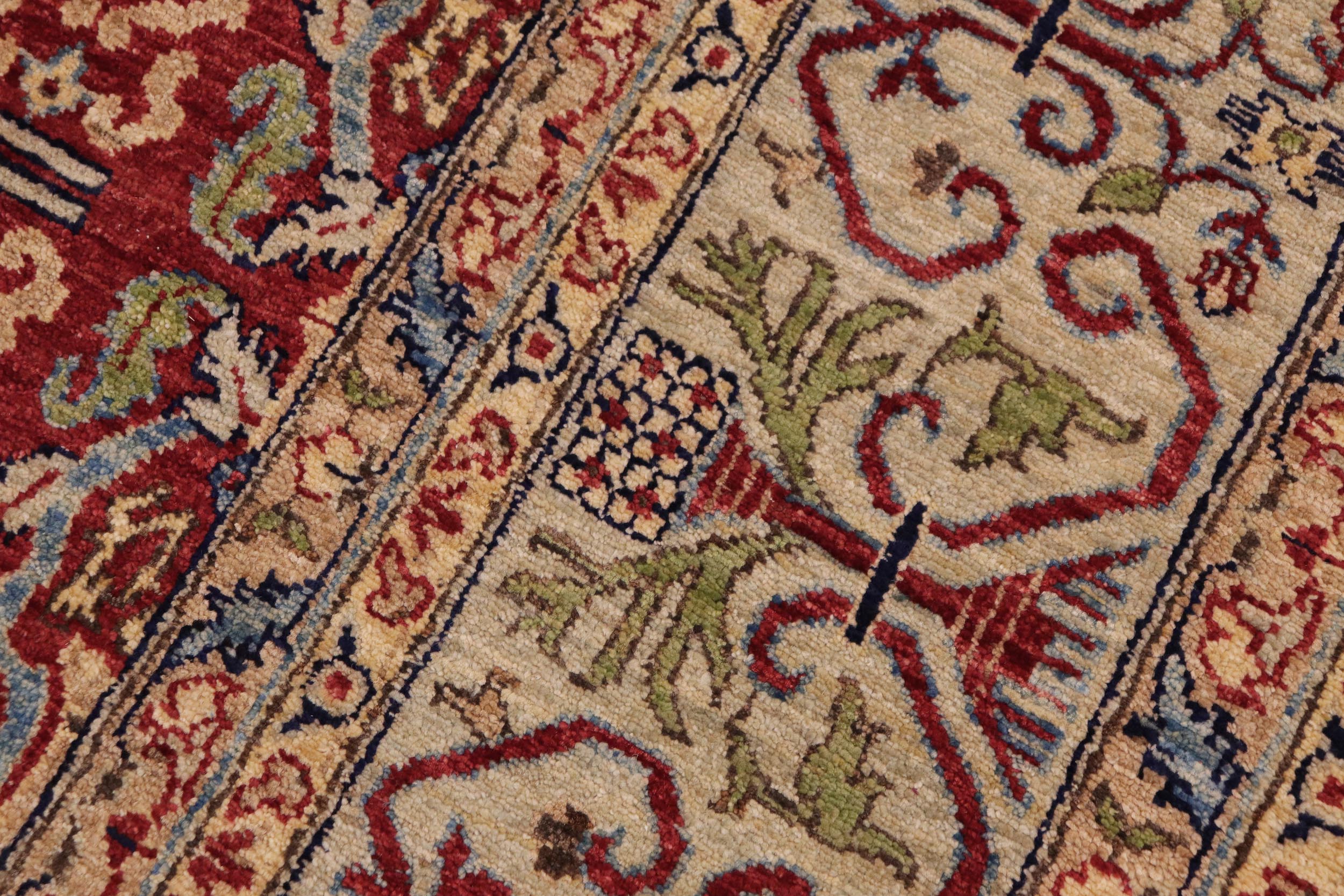 handmade Transitional Kafkaz Red Lt. Green Hand Knotted RECTANGLE 100% WOOL area rug 9' x 12'